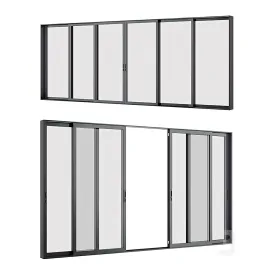 A Set of Sliding Metal Windows Doors